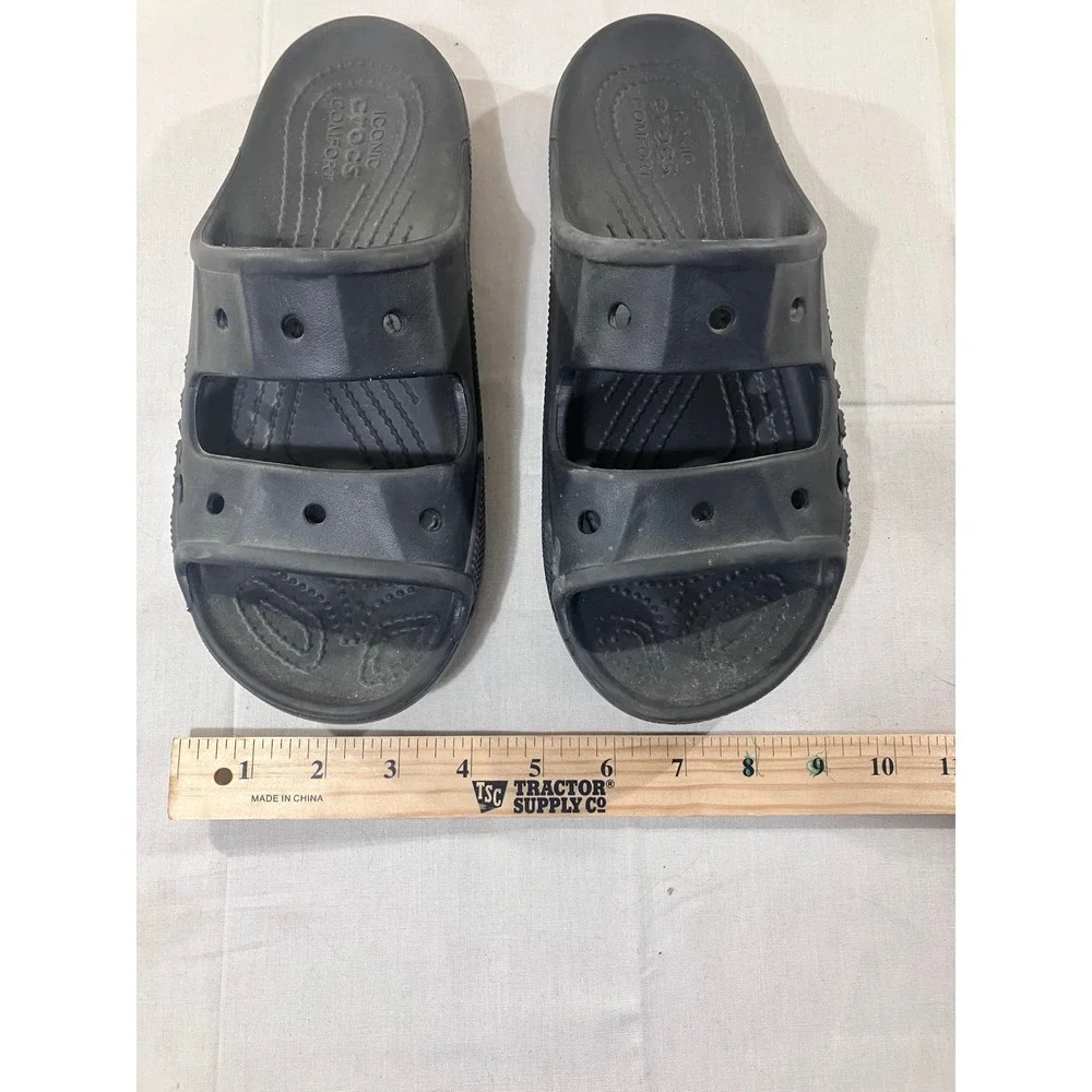 Crocs Classic Two Strap Slides Black M 6‎ W 8 Comfort Sandals Unisex